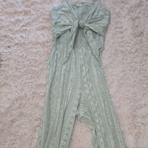 No Boundaries Green Jumpsuit with Bow